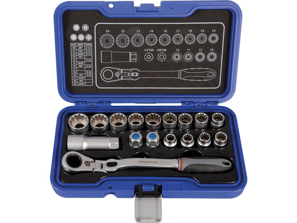1/4"+1/2" Set PLUS natič.ključev; 17-del